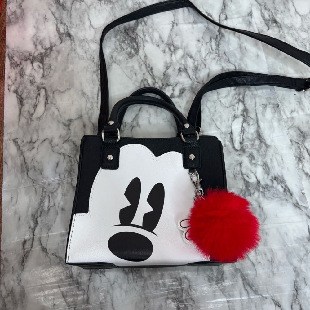 Disney Parks Loungefly Peek-a-boo Mickey Crossbody Purse black white collectible